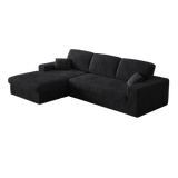 114.5'Modern Corduroy Modular foam Sofa, Recliner Seat reversible Sofa, 2-in-1 Sofa with Recliner and L-Shaped Sofa Combination with Three Cushion Neck Pillow Combination and Two Throw Pillows