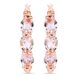 1.63 Carat Genuine Morganite and White Diamond .925 Sterling Silver Earrings