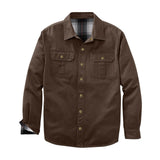 Washed Canvas Work Jacket With A Plaid Lining, Durable And Warm