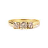 10K Yellow Gold 1.00 Cttw Champagne Diamond 3-Stone Band Ring (J-K Color, I1-I2 Clarity)  - Size 7