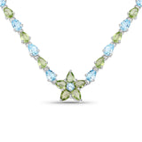 29.48 Carat Genuine Blue Topaz and Peridot .925 Sterling Silver Necklace