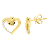 14K Yellow Gold 1/8 Cttw Diamond Journey Heart Hoop Earrings (K-L Color, I1-I2 Clarity)