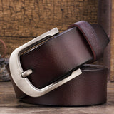 Men's Leather Belt With Pin Buckle, Genuine Leather Men's Waist Belt, Cowhide
