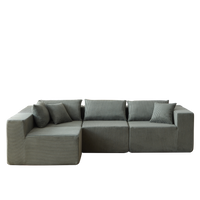 104-Inch Corduroy  Modular L Shaped Sectional Sofa,Luxury Floor Couch Set,Upholstered Indoor Furniture,Foam-Filled Compressed Sofa for Living Room,Bedroom,4 PC Free Combination