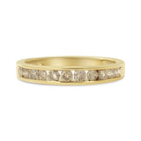 14K Yellow Gold Plated .925 Sterling Silver 1/2 Cttw Channel Set Round Champagne Diamond 11 Stone Band Ring (K-L Color, I1-I2 Clarity) - Size 7
