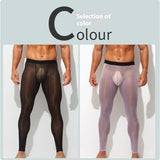 Men's Ultra-thin Ice Silk Low-rise Skinny Flesh Nude Reflective Slim Leggings
