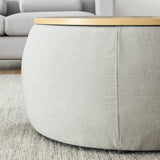 Modern Classic Round Storage Ottoman Coffee Table with Removable Top