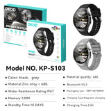 KP-S103 Smartwatch Bluetooth Calling Sports Outdoor Use Waterproof Health Monitoring Blood Oxygen Blood Pressure Ultra Long Battery Life  Cross Border Model