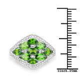2.37 Carat Genuine Chrome Diopside and White Diamond .925 Sterling Silver Ring