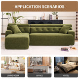 105' Modula Compression Sponge L-Shaped, Chesterfield-Inspired Design, No-Assembly Chenille Couch, 30D High-Density for Living Room, Bedroom, Apartment.Green.