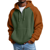 Color-block Waffle-knit Long-sleeve Hooded Jacket