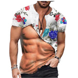 3D Printed Men's T-Shirt with Round Neck and Short Sleeves