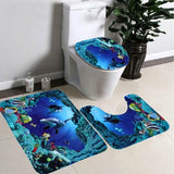 3D Printing Waterproof Shower Curtain Pedestal Rug Toilet Cover Bath Mat Set