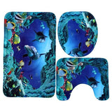 3D Printing Waterproof Shower Curtain Pedestal Rug Toilet Cover Bath Mat Set