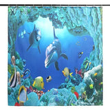 3D Printing Waterproof Shower Curtain Pedestal Rug Toilet Cover Bath Mat Set