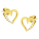 14K Yellow Gold 1/8 Cttw Diamond Journey Heart Hoop Earrings (K-L Color, I1-I2 Clarity)