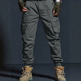 Mens Slim-fit Multi-pocket Work Trousers