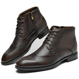 Holy dove Mens Wingtip Oxford Dress Boots - Casual Fashion Mens Leather Chukka Boot Coffee Brown Size 10