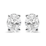 14K White Gold 2.0 Cttw Prong Set Lab Grown Oval Diamond Solitaire Stud Earring (F-G Color, VS1-VS2 Clarity)