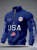 Mens Half-zip Hooded Sweatshirt With A Stand-up Collar Design