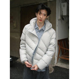 Mens Winter Thickened Warm Loose-Fit Coat With Diagonal Zipper