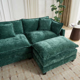 Cloud 3 Seats Sofa (Ottoman is not included) Chenille Fabric in Green