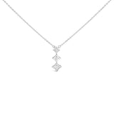 10K White Gold 1/5 Cttw Princess Cut Diamond 3 Stone Drop 18" Pendant Necklace (H-I Color, SI2-I1 Clarity)