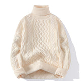 Round-neck High-neck Fleece-lined Solid-color Sweater