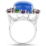 26.67 Carat Genuine Multi Stones .925 Sterling Silver Ring