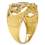 14K Yellow Gold Plated 3.42 Carat Genuine Blue Topaz & White Topaz .925 Sterling Silver Ring