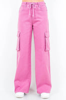 American Bazi Full Size Drawstring Wide Leg Cargo Pants Plus Size