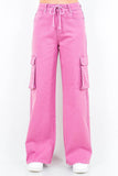 American Bazi Full Size Drawstring Wide Leg Cargo Pants Plus Size
