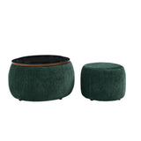 Modern Classic Round Storage Ottoman Coffee Table with Removable Top