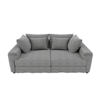 102.4 ' Plush Corduroy 4-Seat Sofa,Modern Comfy Upholstered Sofa Cloud Couch,Deep Seat Couches with Soft Pillows,Convertible Deep Seat Sofa Lounge Chair for Living Room Bedroom,Apartment,Office,Grey