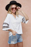 BiBi Triblend Knit Top with Leopard Band Detail