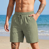 Mens Casual Loose Linen Beach Shorts