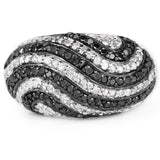 1.26 Carat Genuine Black Diamond and White Diamond .925 Sterling Silver Ring