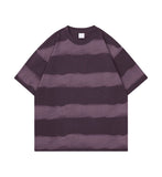 Tie-dye Washed Striped Short-Sleeve Mens Cotton T-Shirt