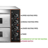 Heavy-Duty 3KW Electric Commercial Stainless Steel Double Deck Pizza Oven (SAK81427)
