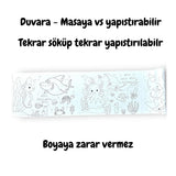 Lino - Reusable Sticky Sea World Coloring Roll for Kids, Educational & Fun Creative Play, 33.86 x 7.87 inches
