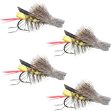 4 Pack Daves Hopper Yellow Foam Body Grasshopper Fly - Hook Size 8
