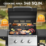 3 & 4-Burner Propane Gas Grills with Side Burners, for Outdoor Cooking, BBQ, Patio, Camping