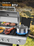 3 & 4-Burner Propane Gas Grills with Side Burners, for Outdoor Cooking, BBQ, Patio, Camping