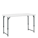 4 Foot Adjustable Height Folding Plastic Table, Indoor Outdoor White Granite