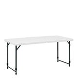 4 Foot Adjustable Height Folding Plastic Table, Indoor Outdoor White Granite