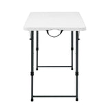4 Foot Adjustable Height Folding Plastic Table, Indoor Outdoor White Granite
