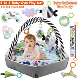 4-in-1 Baby Gym Play Mat Ball Pit with Pillow 18 Balls 9 Toys for 0-3 Years Old