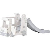 4-in-1 Slide with Bus Climber Slide Set with Basketball Hoop Indoor and Outdoor