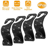 4-Pack: Car Headrest Hooks Bling Rhinestones Back Seat Organizer Hanger Holder