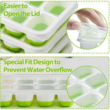 4-Pack: Easy-Release Silicone & Flexible 14-Ice Cube Trays with Spill-Resistant Removable Lid